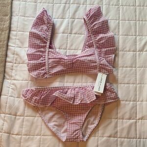 Janie and Jack Lavender Gingham Ruffle Bikini Set